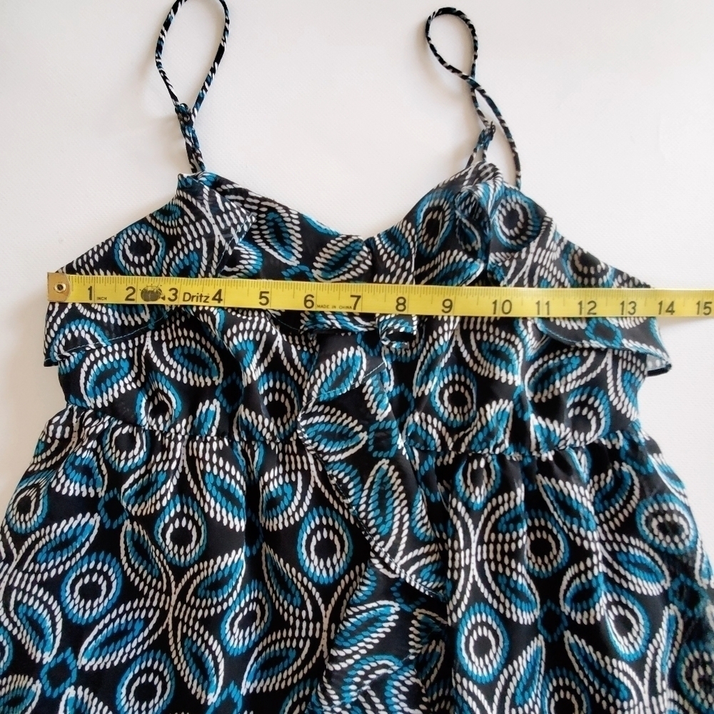 1042 * Candie's Geometric Floral Dot Print Tank Black Blue Size S - Picture 5 of 6